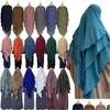 Etnische Kleding 3 Layer Eid Gebed Kledingstuk Overhead Hijab Lange Khimar Ramdan Moslim Hoofddoek Vrouwen Fl Er Sluier Abaya Kaftan drop Delive Oth95