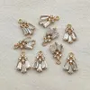 arrival 15x9mm 50pcs Copper Cubic Zirconia Feather shape Charm For Earrings PartsHand Made Earrings Findings Jewelry DIY 240315