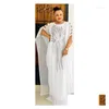 Etnische kleding Afrikaanse chiffon jurk dames holle vleermuismouwen zomer boubou gewaden causale stick diamanten lange drop levering kleding Otchi