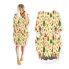Robes décontractées Phechion Summer Christmas Modèle 3D Imprimer Mode Robe mi-longue Femmes Vêtements Poche À Manches Longues Top W45