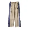 Men's Pants Men Women Webbing Adjustable Buttons Needles Embroidery Butterfly Trousers 2024ss