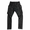 vintage Style Solid Dark Multi Pockets Functi Cargo Pants Men Slim Fit Joggers Trousers Functial Style Pants Male W6hA#