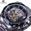 Forsining Montre militaire Sport Design Automatique Transparent Argent Acier inoxydable Squelette Hommes Montres Mécaniques Top Marque Luxu181K