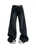 Kadınlar kot kot siyah geniş bacak pantolon yüksek bel tam uzunlukta asansör kalçaları ince gündelik pantolon retro trend sokak kıyafetleri