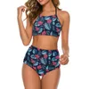 Maillots de bain pour femmes Sexy Tropical Floral Bikini Maillot de bain tendance tendance taille haute personnalisé Bikinis Set Push Up Maillot de bain