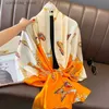 Bandanas Durag Bandanas Durag Women The Four Seasons Scarves 2023 Style New Beach Bandanna Luxury Design Square Silk Scarf Y240329