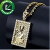 ECED DIE STATUE OF Liberty Pendant Halskette 14K Gold Plated Bling CZ Simuliertes Diamant Hip Hop Schmuck Rapper Kettenkette für Männer Frauen Designerin Charme