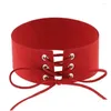 Chokers Choker Goth Fun Halloween Y Collars Red Leather Necklace For Women Bondage Cosplay Party Collar Gothic Belt Y2K Accessories Dr Dhnfl