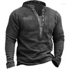Men's Hoodies Sweatshirts Tops Men Splice V Neck Casual Loose Regular Thick Top Full Sleeve Button Sweatshirt Simple Autumn Winter 2024