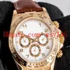 Luxury Men's Casual Watch 16518 40mm 18K Yellow Gold White Arabic Dial Leather Strap No Chronograph Asia 2813 Movement Automa2880