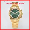 Montre-bracelets VK63 Chronograph Mens Custom S 40 mm All Gold Inneildless Arey Cadré Green Topproof Top Luxury Brand Watchc24410