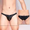 Onderbroeken Sexy Heren Laagbouw Verleiding Kunstleer Verstelbare Slips Slipje Thongs Knoppen Ondergoed Stretch Lingerie SM Man