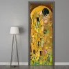 Stickers Gustav Klimt Art Print Door Sticker El Beso Klimt Prints Painting Door Decor Classical Door Poster Living Room Home Door Decor