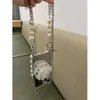 Mobiltelefonfodral Japan Korean Transparent Crystal Flower Bracket Crossbody Lanyard Chain Soft fodral för iPhone 13 12 11 14 Pro Max Mirror Cover H240326