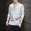 T-shirt da uomo 2024, felpa con cappuccio a maniche lunghe, girocollo da uomo, versione coreana, camicia base versatile alla moda primaverile e autunnale, abiti autunnali da uomo in puro cotone