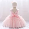 Robes d'été rose pour filles, vêtements Tutu de princesse avec nœud, robe de fête de baptême et d'anniversaire pour bébés filles de 0 à 2 ans