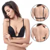 Bras Women's Underwear Transparent Straps Wedding Lingerie Open Back Seamless Tops Deep Plunge U Bra Thin Padded Invisible Push Up