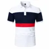Men Polo Men koszula krótkie rękawowe koszulę polo Ctrast Kolor Polo Nowe ubranie Summer Streetwear Casual Fi Men Tops 44KA#