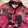 Blusas femininas camisas de mujer gola virada para baixo impressão lanterna manga botão blusa para mulher francês chique floral primavera gota