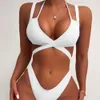 2024 Nouvelle sangle sexy Strap Split Swimsuit High Waist Open Back Bikini