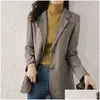 Abiti da donna Blazer Abiti grigi Capispalla Blazer Giacca da donna Cappotti slim per le donne Moda 2024 Arrivi Abito classico coreano Drop D Otj2X