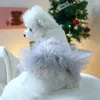 Hundebekleidung Hundegarnkleid mit Schneemannmuster Weihnachtsrock Herbsthochzeitskleider 6XDE