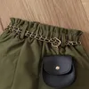 Kläderuppsättningar småbarn baby flickor sommar modekläder barn en-axel väst elastiska midjeshorts kedjad fanny pack 3 st ytterkläder