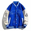 Bomber Jacket Men American Letter Labeling Color Matching Beisebol Uniforme Primavera / Outono Mens Fi PU Couro Manga Jaqueta 38YC #