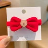 Accesorios para el cabello 1 Uds. Princesa encantadora lazo de terciopelo rojo niñas bandas elásticas para niños corbatas para niños gorros para bebés