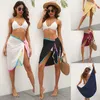 Sarongs New Womens Beach Sarongs Sexig transparent nät baddräkt med forhudbikini täcker färgglad fluffig frans hudvänlig het försäljning 240325