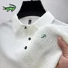 Heren Geborduurd Merk Gebreid Cool Poloshirt Lente/Zomer High-end Fi Busin Casual Ademend Korte Mouwen T-shirt 99Fo #