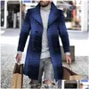Heren Trench Coats Long Coat Men Gothic Cardigan Slim Mantus Sweater Hooded Breid Plaid Fashion Jacket Autumn Steampunk Drop Delivery Ottkx