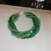 Halsbandörhängen Set Multilayer Green Coffee Crystal Beaded Armband för kvinnor Fashion Collares Party Accessories