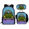 Backpack Fashion Youthful Car 3D Print 3pcs / Set étudiant Sacs de voyage ordinateur portable Daypack Lunch Sac Crayon