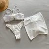 Maillots de bain pour femmes Séchage rapide Beachwear Élégant 3 pièces Bikini Ensemble avec dentelle florale Cover Up Jupe Baignade pour