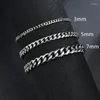 Link Bracelets Fashion Men's Cuban Bracelet Classic Stainless Steel 3/5/7mm Chain For Men Gifts Pulseira Masculina