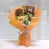 Decorative Flowers Artificial Sunflower Knitting Flower Creative Bear Crochet Bouquet Wedding Gift For Guest Room Decor Mother's Day