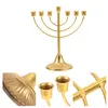 Ljusstakar Hanukkah Menorah bordsskiva juldekorationer vintage ljusstakar ornament dekorera Candelabra smidesjärnhållare