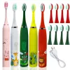 Heads 10 Styles Cartoonn Electric Toothbrush Sonic Electronic Tooth Brush USB Rechargeable Crocodile Giraffe Rabbit Multiple Patterns
