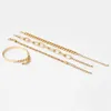 Chain Boho Thick Gold Charm Armband 2022 Nya smycken 4st Punk Curve Cuban Chain Armband Set Womens Gift 24325
