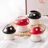 Vases Mushroom Ceramic Vase Red Mushroom Decoration Handicraft Candle Holder Table Top Flower Arrangement Home Nut Jewelry Storage Box