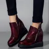 Zapatos de vestir 2024 Zapatillas de deporte de moda Mujeres Cuñas de cuero genuino Bombas de tacón alto Mujer Top Plataforma de punta redonda Oxfords Casual