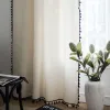 Curtains Solid Color Tassel Curtains Semi Blackout Cotton Blend Farmhouse Boho Style Window Drap SemiSheer Curtains Living Room Bedroom