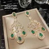 Drop Earrings For Women 925 Needles Artificial Emerald Water Drop Top Quality Luxury Bridal Eardrop Fine Jewelry Drop 240311