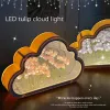 Spiegel DIY Cloud Tulip LED Night Hell Girl Schlafzimmer Ornamente kreative Fotorahmen Spiegel Tischlampen Nacht