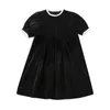 Girl Dresses Kids Designer Velvet Short Sleeve Summer For Girls Vintage Black Teens Princess Elegant Evening Dress Children Clothes