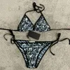 Costumi da bagno da donna firmati Black Letter Fe Costume da bagno bikini sexy con laccetti a righe divise Donna AONK