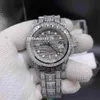 Topkwaliteit heren ETA2836 horloges ijskoud diamant horloge 40 mm zilver 904 roestvrijstalen kastzijde van Diamond Face Watch Auto253T