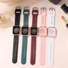 Student Casual Square Style Quartz Silicone Tape Women's Watch