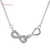 Pendentif Colliers De Luxe Femmes 925 Sterling Argent Numéro 8 Conception Courte Clavicule Chaîne Cubique Zircon Bijoux